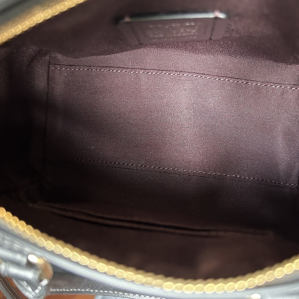 Coach Mini Rowan Brown Black Signature Canvas Leather Satchel Bag Excellent - Picture 4 of 9